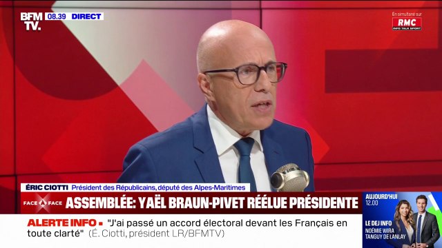 Présidence de l'Assemblée: Éric Ciotti confie avoir voté pour Sébastien Chenu