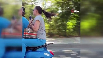 Pes dedirten görüntü: Küçük çocuğu motosiklette ayakta taşıdı!
