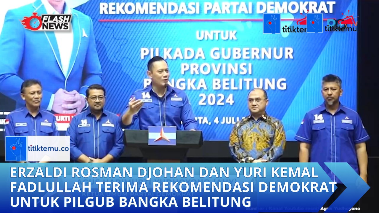 Erzaldi Rosman Djohan dan Yuri Kemal Fadlullah Terima Rekomendasi Demokrat untuk Pilgub Bangka Belitung