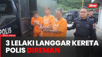 Tiga lelaki langgar kereta polis direman tujuh hari