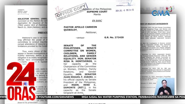 Petisyon ng kampo ni Quiboloy para mapigilan ang pagpapatawag sa kanya sa senado, gustong ipabasura ng OSG sa SC | 24 Oras