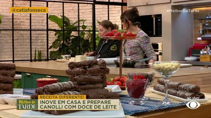 Cannoli de pão de forma com chocolate e doce de leite | Band Receitas