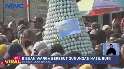 Tradisi Sedekah Bumi, Ribuan Warga Berebut Gunungan Hasil Bumi di Cilacap