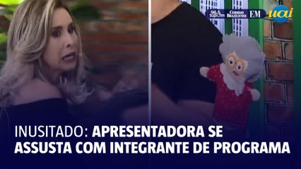 Apresentadora se assusta com participante inusitado de programa