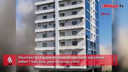 Diyarbakır’da 7 katlı bina, yıkım sırasında çöktü; çıkan toz trafiği aksattı