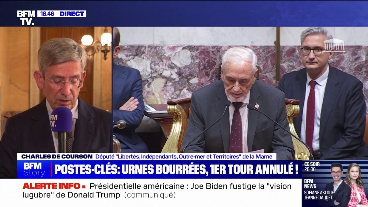 "La réélection de Yaël Braun-Pivet (à la présidence de l'Assemblée) est une négation de la démocratie", estime Charles de Courson (Liot)