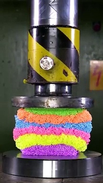 Color crush with 150 ton hydraulic press #satisfying #hydraulicpress #colors