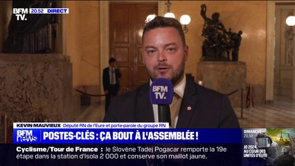 Vice-présidences de l'Assemblée: "La proportionnalité des postes n'est pas du tout respectée", estime Kévin Mauvieux (RN)