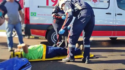 Motociclista fica ferida em acidente de trânsito no Trevo da Portal