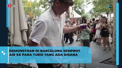 Demonstran di Barcelona Semprot Air ke Papa Turis yang Ada Disana