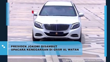 Presiden Jokowi Disambut Upacara Kenegeraan Di Qasr Al Watan