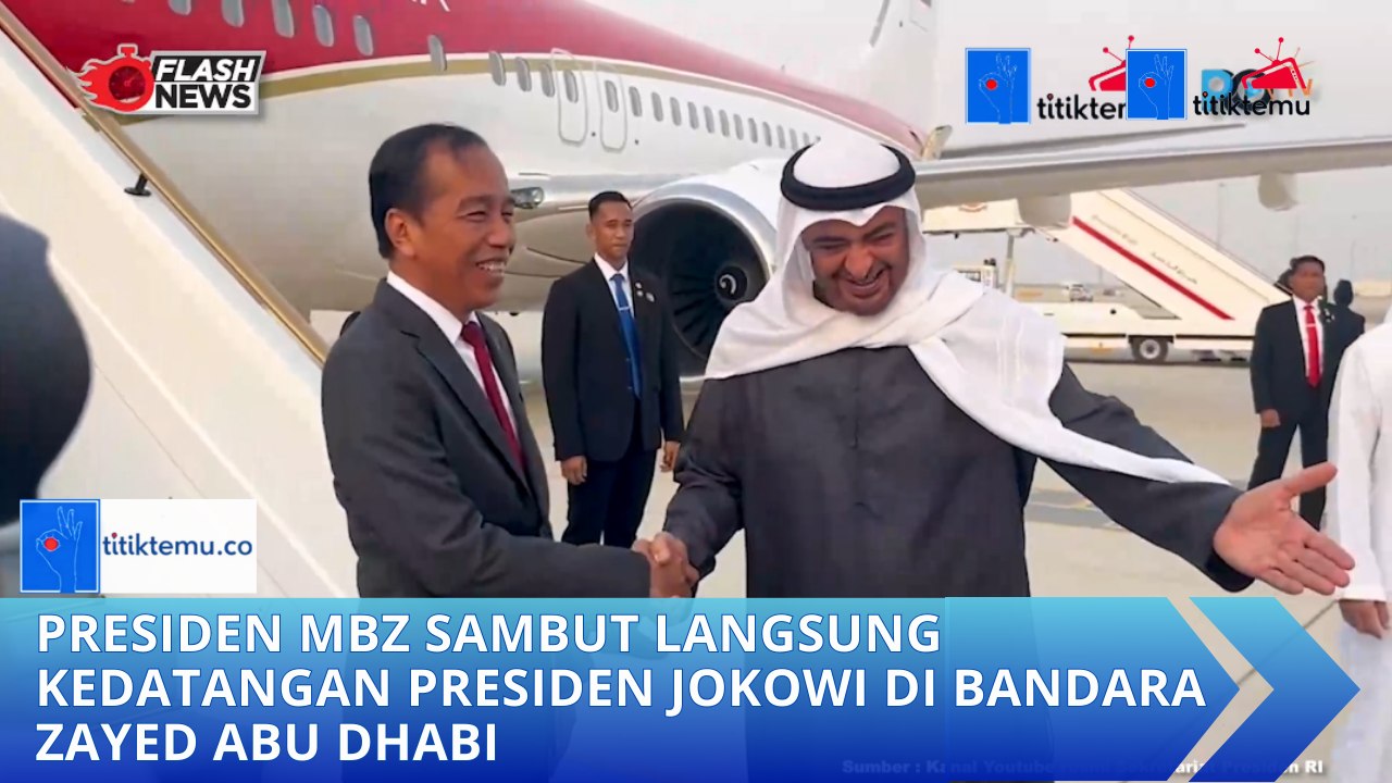 Presiden MBZ Sambut Langsung Kedatangan Presiden Jokowi di Bandara Zayed Abu Dhabi
