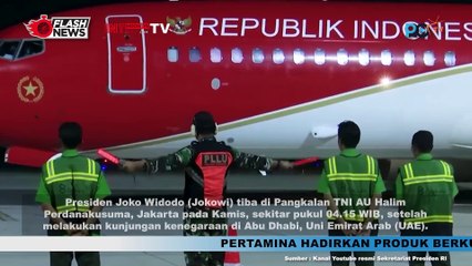 Presiden Jokowi Tiba Dari Abu Dhabi di Pangkalan TNI AU Halim Perdanakusuma Disambut Kapolri Jendral Polisi Listyo Sigit Prabowo