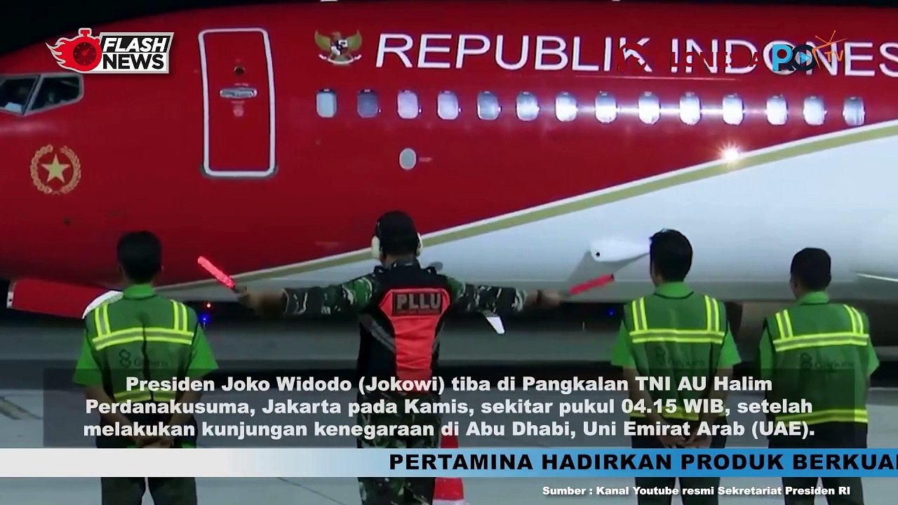 Presiden Jokowi Tiba dari Abu Dhabi di Pangkalan TNI AU Halim Perdanakusuma Disambut Kapolri Jenderal Polisi Listyo Sigit Prabowo