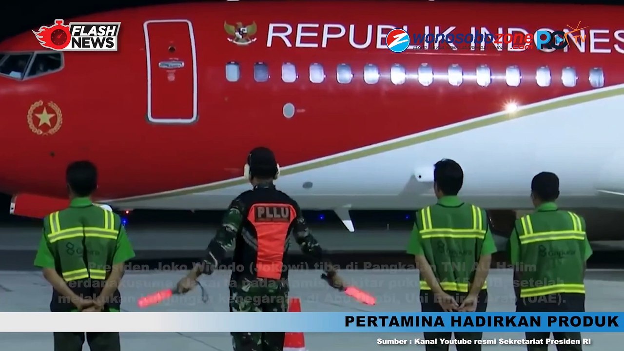 Presiden Jokowi Tiba dari Abu Dhabi di Pangkalan TNI AU Halim Perdanakusuma Disambut Kapolri Jenderal Polisi Listyo Sigit Prabowo