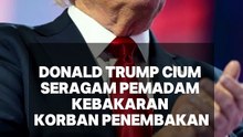 Momen Donald Trump Cium Helm Petugas Pemadam yang Tewas Dalam Insiden Penembakan