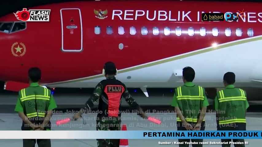 Presiden Jokowi Tiba di Pangkalan TNI AU Halim Perdanakusuma dari Abu Dhabi dan Disambut Langsung oleh Kapolri dan Panglima TNI