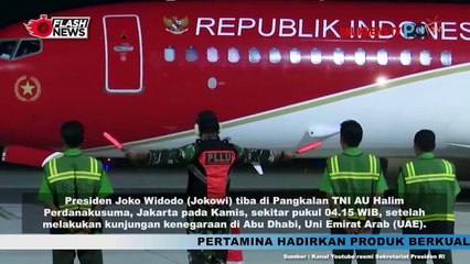 Presiden Jokowi Tiba Dari Abu Dhabi di Pangkalan TNI AU Halim Perdana Kusuma Disambut Kapolri Jenderal Listyo Sigit Prabowo