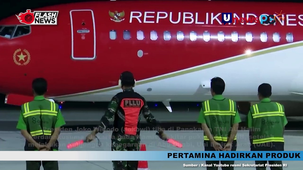 Presiden Jokowi Tiba dari Abu Dhabi di Pangkalan TNI AU Halim Perdana Kusuma  Disambut Kapolri Jenderal Listyo Sigit Prabowo
