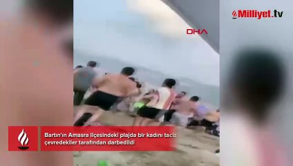 Plajda taciz dayağı kamerada!