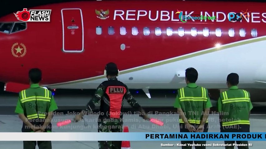 Presiden Jokowi Tiba Dari Abu Dhabi di Pangkalan TNI AU Halim Perdanakusuma disambut Kapolri Jenderal Polisi Listyo Sigit Prabowo