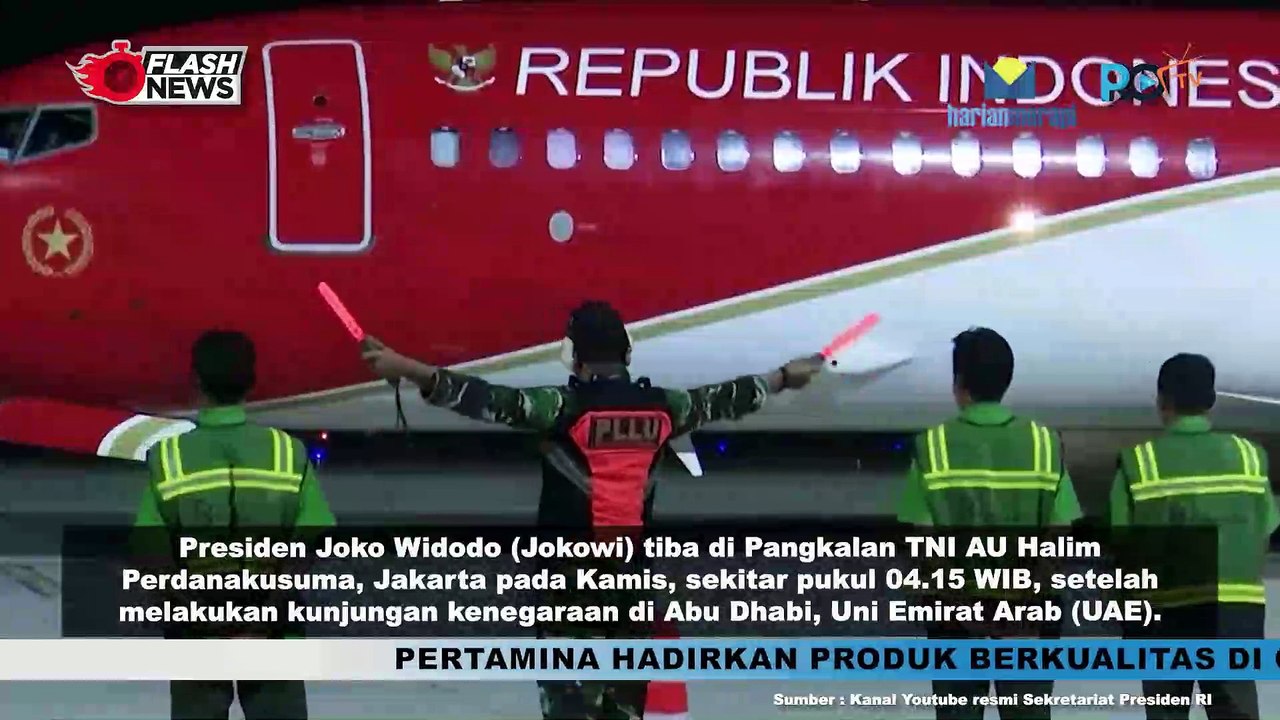 Presiden Jokowi Tiba dari Abu Dhabi di Pangkalan TNI AU Halim Perdanakusuma Disambut Kapolri Jenderal Polisi Listyo Sigit Prabowo
