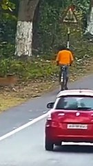 Leopard attacking a cyclist