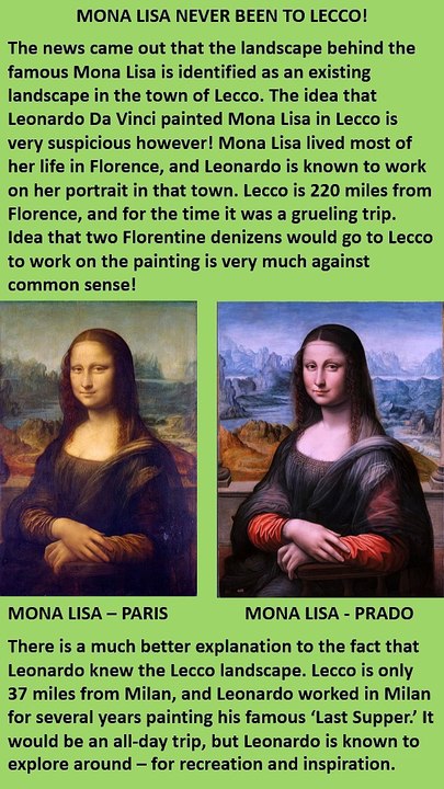Mona Lisa Never been to Lecco. Secret ways of Leonardo Da Vinci