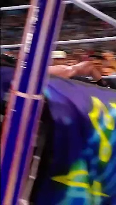 Brock Lesnar lifted the ring with a tractor and sent Roman Reigns FLYING! #Short
