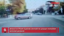 Yola aniden çıkan otomobil motosikletliye çarptı