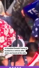 Donald Trump rushed off stage after shots