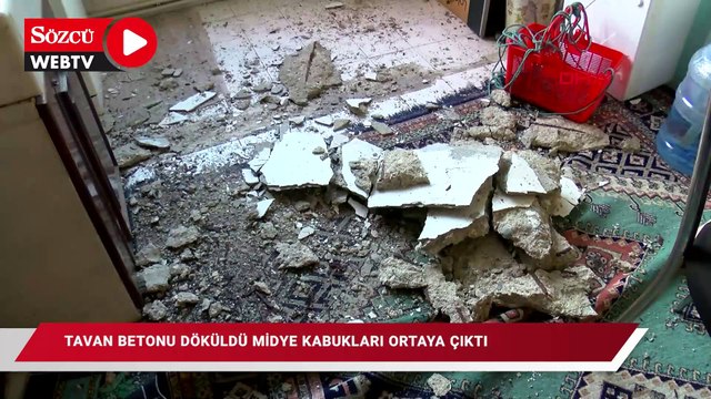 Güngören'de tedirgin eden görüntü: Tavan betonu döküldü midye kabukları ortaya çıktı