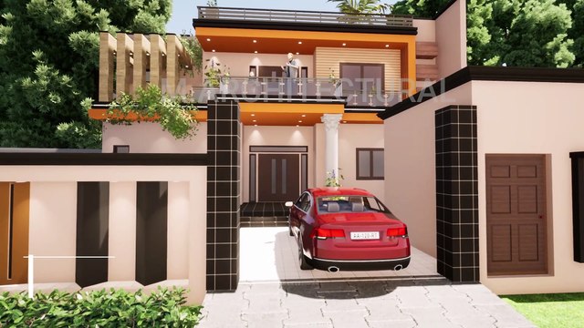 8 Marla Village House Front Elevation animated video /walkthrough