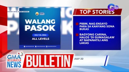 Télécharger la video: Walang pasok sa lahat ng antas mg paaralan sa Malabon City bukas, July 22, 2024 | GMA Integrated News Bulletin