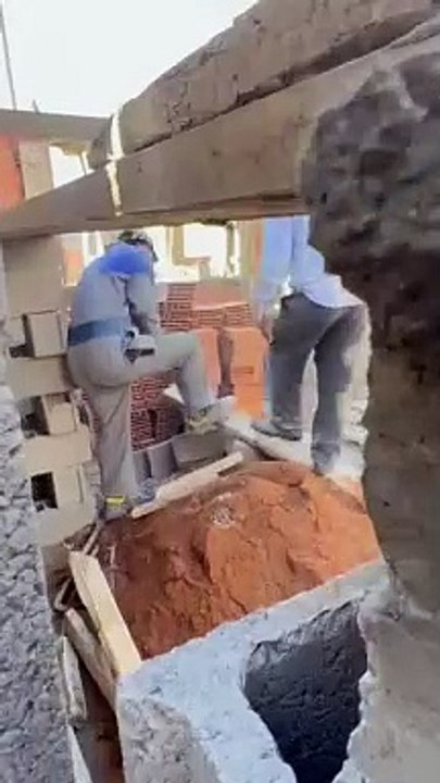 Hard Worker Mason Fixing Wall for Constration