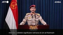 Houthi: "Missili su Eilat e operazione militare contro nave Usa nel Mar Rosso"