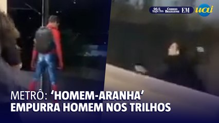 ‘Homem-Aranha’ sofre agressão empurra usuário nos trilhos