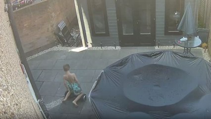 Hilarious CCTV footage of mom falling off son's Segway