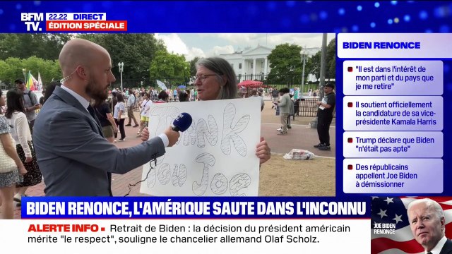 Patricia, électrice démocrate, salue la décision de Joe Biden de se retirer de la campagne présidentielle