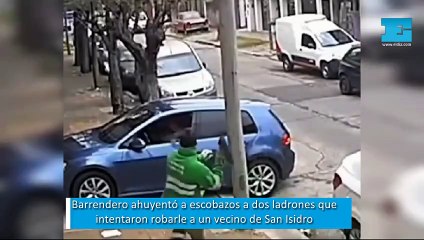 Barrendero ahuyentó a escobazos a dos ladrones que intentaron robarle a un vecino de San Isidro