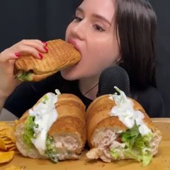 ASMR SUBWAY MUKBANG _ EATING FOOTLONG SANDWICH #asmr #mukbang #subway