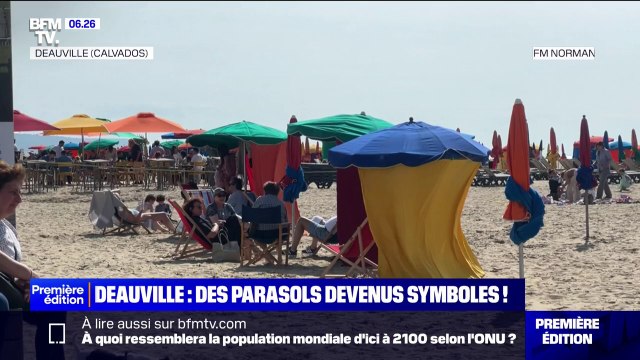 Même fermés quand il pleut, ils font quand même partie du paysage : les parasols de la plage, devenus symboles de Deauville