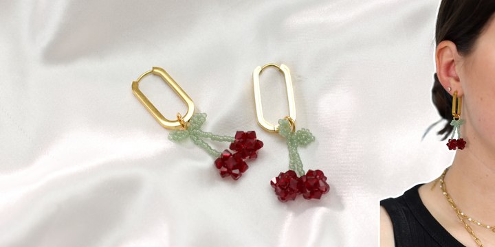 Tutoriel pour fabriquer des boucles d'oreilles cerise en perles