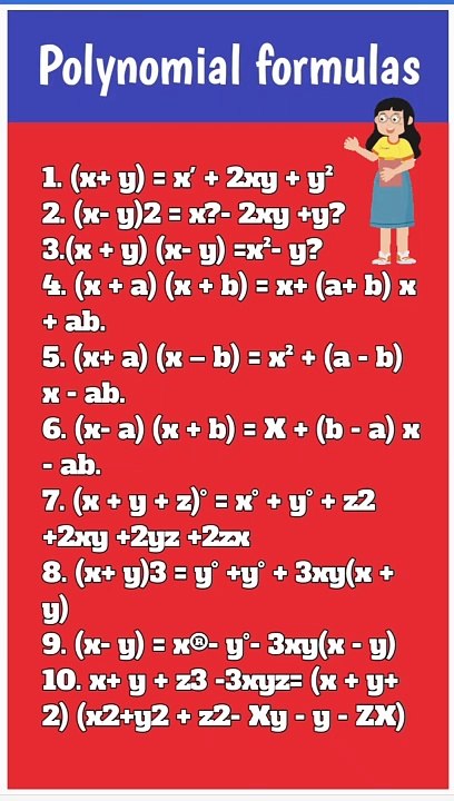 Ncert class 9th maths ch. 2 formulas | class 9th Polynomial Formulas ...
