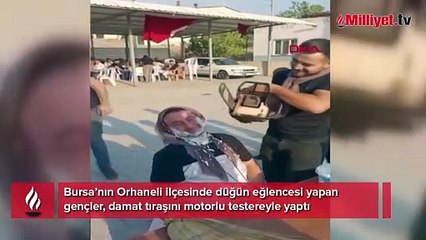 Bursa'da şaşırtan gelenek: Motorlu testereyle 'Damat tıraşı'