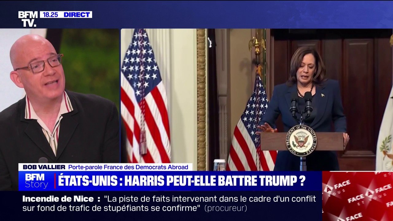 Candidature de Kamala Harris: "Il y a un nouvel enthousiasme parmi la base démocrate", affirme Bob Vallier (porte-parole des "Democrats abroad" en France)