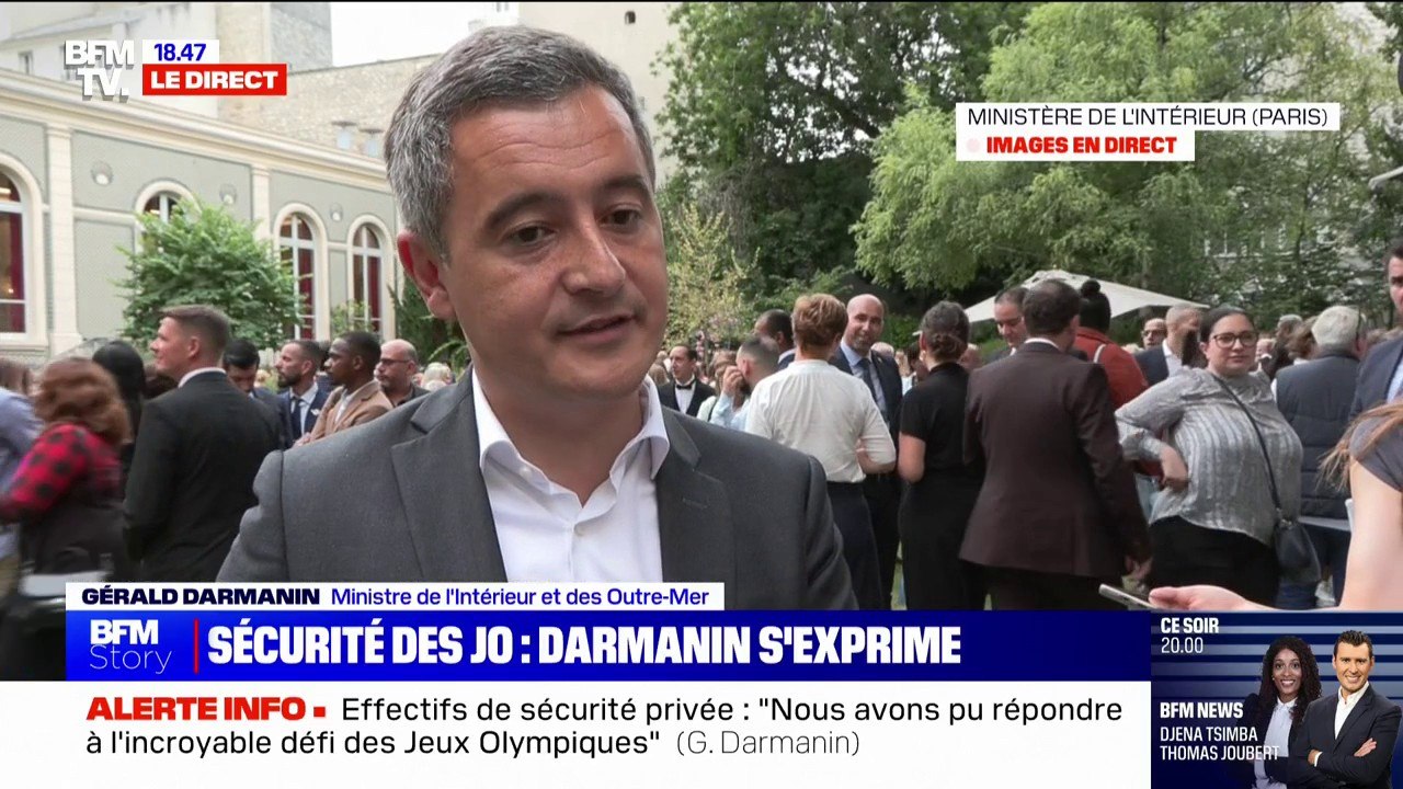 Sécurité des JO: "50.000 agents de sécurité privée" seront déployés dans la région Île-de-France, indique Gérald Darmanin