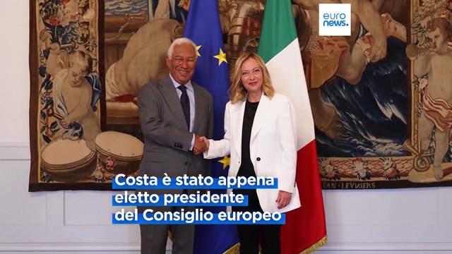 António Costa, presidente eletto del Consiglio europeo, è stato ricevuto a Palazzo Chigi da Meloni