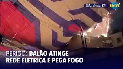 Balão arrasta carro, ergue moto e atinge rede elétrica em São Paulo