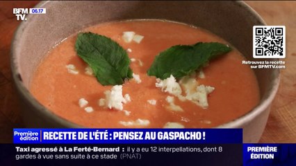 Download Video: Recette de l'été avec une cheffe: le gaspacho de pastèque avec émiettés de feta et menthe